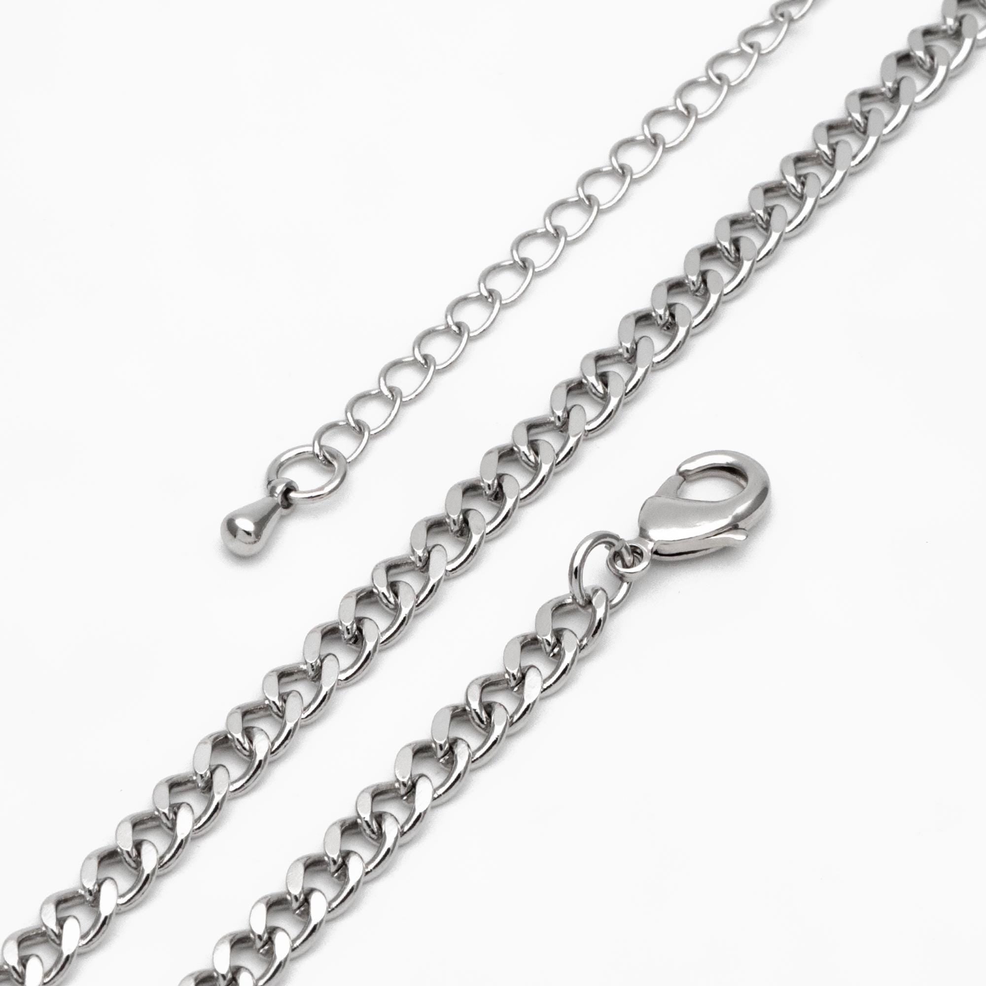 Gold/ Silver Curb Chains, Gold/ Rhodium plated Brass, Finished Bracelet/ Anklet/ Necklace with Extender Chain, Ready to Wear (#LK-429)